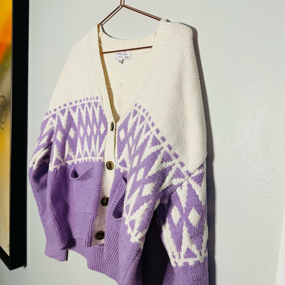 Derek Lam 10 Crosby Fair Isle Wool-Blend Cardigan Size Medium - Picture 4 of 13